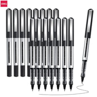 Deli RollerBall Pens,12 Pack Blue Black Fine Point Roller Ball Pen, 0.5mm Liquid Gel Ink Pen for Writing Journaling Taking Notes