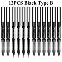 Deli RollerBall Pens,12 Pack Blue Black Fine Point Roller Ball Pen, 0.5mm Liquid Gel Ink Pen for Writing Journaling Taking Notes