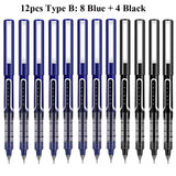 Deli RollerBall Pens,12 Pack Blue Black Fine Point Roller Ball Pen, 0.5mm Liquid Gel Ink Pen for Writing Journaling Taking Notes