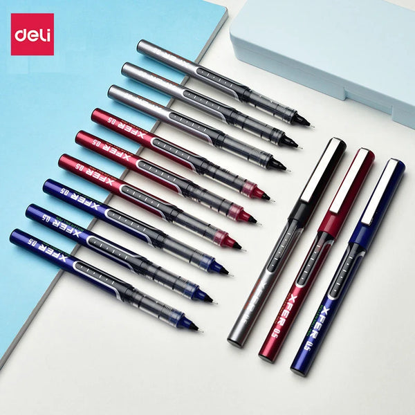 Deli Rollerball Pens, 0.5mm Liquid Ink Gel Pens,Quick Drying & Long Lasting Fine Point Pen for Writing, Journaling, Notes