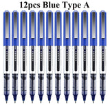 Deli Rollerball Pens, 12 Pack Blue/ Black Liquid Ink Ballpoint Gel Pens, 0.5 mm Fine Tip Rolling Ball Pens for Writing Drawing