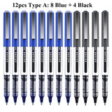 Deli Rollerball Pens, 12 Pack Blue/ Black Liquid Ink Ballpoint Gel Pens, 0.5 mm Fine Tip Rolling Ball Pens for Writing Drawing