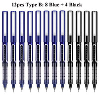 Deli Rollerball Pens, 12 Pack Blue/ Black Liquid Ink Ballpoint Gel Pens, 0.5 mm Fine Tip Rolling Ball Pens for Writing Drawing