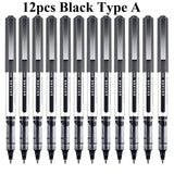 Deli Rollerball Pens, 12 Pack Blue/ Black Liquid Ink Ballpoint Gel Pens, 0.5 mm Fine Tip Rolling Ball Pens for Writing Drawing