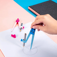 Deli School Compass Plastic Compass With Pencil exam Pink Blue