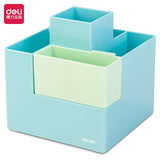 Deli Simple Pen Holder Storage Box Organizer Stationery Blue Pink Multifunction Desktop Storage Box Office Student Stationery