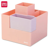 Deli Simple Pen Holder Storage Box Organizer Stationery Blue Pink Multifunction Desktop Storage Box Office Student Stationery