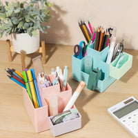 Deli Simple Pen Holder Storage Box Organizer Stationery Blue Pink Multifunction Desktop Storage Box Office Student Stationery