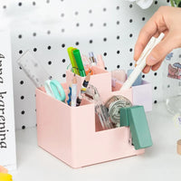 Deli Simple Pen Holder Storage Box Organizer Stationery Blue Pink Multifunction Desktop Storage Box Office Student Stationery