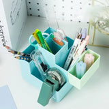 Deli Simple Pen Holder Storage Box Organizer Stationery Blue Pink Multifunction Desktop Storage Box Office Student Stationery