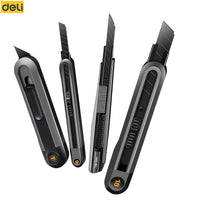 Deli Snap-off Utility Knife Retractable Box Cutters 9mm 18mm High Carbon Steel Blades Auto Lock, Perfect for Office and Home use