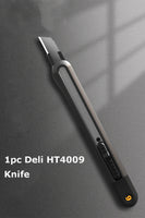 Deli Utility Knife Metal Portable Small Paper Cutter Self-Lock Design 9MM Knife Blade School Office Art Supplies Stationery Tool