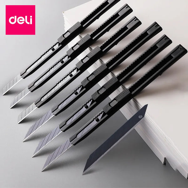 Deli Utility Knife Metal Portable Small Paper Cutter Self-Lock Design 9MM Knife Blade School Office Art Supplies Stationery Tool