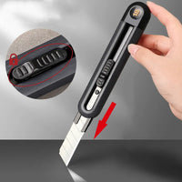 Deli Utility Knife Self-Locking design Metal Blades 18mm Paper Cutter Stationery TOOL KNIFE Safety wallpaper knife School Office