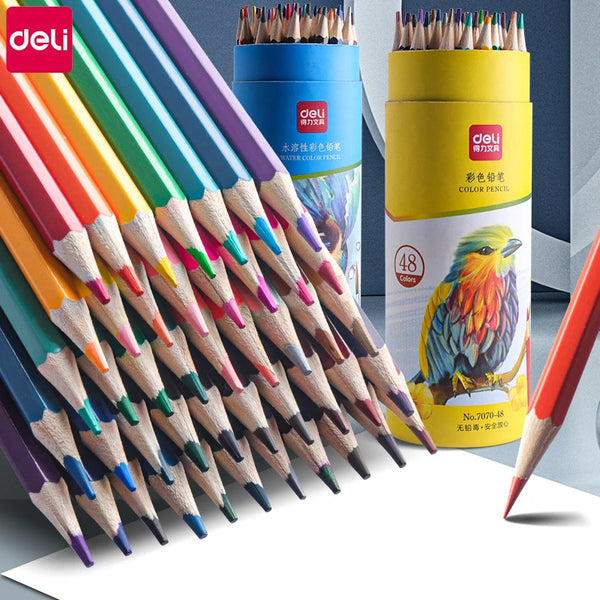 Deli Water Color/Oil Based/Erasable Colored Pencils,12/24/36/48 Pack Colours Pencil Coloring Pen for Draw Paint Sketch Art Kids