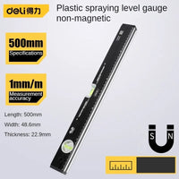 Deli high-precision level ruler 3/4/500mm household aluminum alloy ruler small multi-angle spray molded level ruler non magnetic