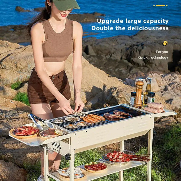 Detachable Portable Camping Grill Mini Stove Folding Barbecue Cookstove Durable Foldable BBQ Grill Rack Outdoor Cookware