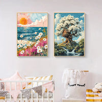 Diamond Painting Waves Sailboat  Art New Series 2024 Sunset  Full Diamond Mosaic Cross Stitch Set Home Wall Decoration Gift