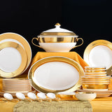 AOOKMIYA Dish And Plates 52 pcs gold line Bone china Dinner Set China Health Tableware White Ceramic Soup plate Bowl Dish Gift Porcelain