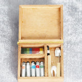 AOOKMIYA Dollhouse Painter Mini Accessories Supplies Small Easel Model Supply Wooden Simulation Micro Scene