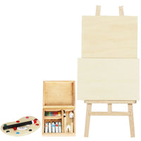 AOOKMIYA Dollhouse Painter Mini Accessories Supplies Small Easel Model Supply Wooden Simulation Micro Scene