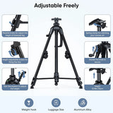 AOOKMIYA Easel Stand for Painting Canvas Art Easel for Table Top & Floor 17" to 60" Adjustable Aluminum Easel with Portable Bag Black