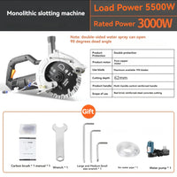 Electric Wall Chaser Concrete Grooving Machine, Poeira-Free, Água e Electricidade Instalação, Wall Cutting Machine