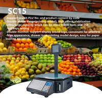 Electronic Scale 15KG 30KG Digital Weighing Built-in Receipt Bill Printer Barcode Supermarket Label Printing Bench Scale