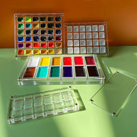 AOOKMIYA Empty Acrylic Watercolor Box Palette 24/36 Grid Portable Paint Tray Dust-proof Magnetic Transparent Box Art Supplies