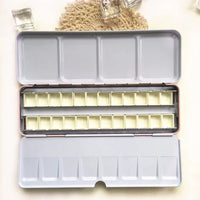 AOOKMIYA  Empty Watercolor Paints Tins Box with 12 Pcs Full Pans and 24 Half Pans For Art Painting Palette Supplies