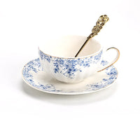 English-style Afternoon Tea Set Flower Teapot Candle Heated Glass Teapot Teacup Blue and white Porcelain Coffee Cup and Saucer