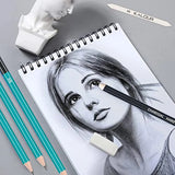 Esboço Desenho Lápis Kit com Sketchbook, Grafite, Carvão, Pastel, Blending Shading, Pro Art, Suprimentos de Desenho, 50pcs