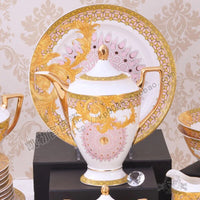 AOOKMIYA European luxury Byzantine 70 head bone china tableware set ceramic flat plate soup plate fish plate bowl coffee set