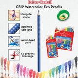 Faber-Castell Cor Grip e Conjunto de Escova para Crianças, Lápis Aquarela, Eco Lápis, Aquarelle Triangular, Solúvel em Água, 3mm