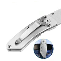 Faca de aço inoxidável Utility, Portable Folding Box Cutter com Belt Clip, Pocket Carpet Knife para desembalar Wallpaper Package