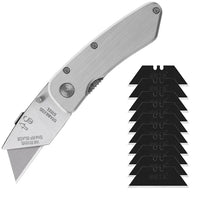 Faca de aço inoxidável Utility, Portable Folding Box Cutter com Belt Clip, Pocket Carpet Knife para desembalar Wallpaper Package