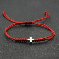 Fashion Braided Rope Bracelet Women Men Hematite Stone Cross Braslet Adjustable Yellow Red Thread Braclet Pulseira De Amizade