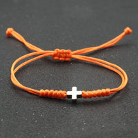 Fashion Braided Rope Bracelet Women Men Hematite Stone Cross Braslet Adjustable Yellow Red Thread Braclet Pulseira De Amizade