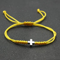 Fashion Braided Rope Bracelet Women Men Hematite Stone Cross Braslet Adjustable Yellow Red Thread Braclet Pulseira De Amizade