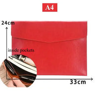 Fashion PU Leather Document Bag A4 A5 Document Storage Bag Office Bills Paper Organizer File Bag