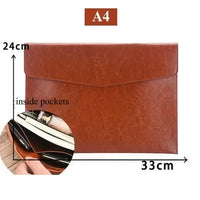 Fashion PU Leather Document Bag A4 A5 Document Storage Bag Office Bills Paper Organizer File Bag