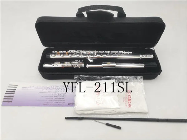 Flute High Quality Silver Flute YFL211SL Model musical instrument Flute 16 on C Tuning and E-Key professional free music Flute