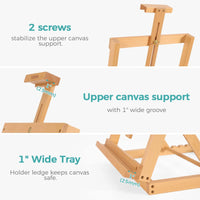 AOOKMIYA Foldable Artist Easel Stand Wood Solid Beech Portable Collapsible Painting Wooden Easel Painting Drawing Canvas Sketchbook