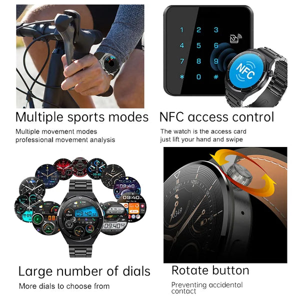 LIGE NFC Smart Watch Men GT3 Pro AMOLED 390*390 HD Screen Heart Rate  Bluetooth Call IP68 Waterproof SmartWatch For Huawei Xiaomi