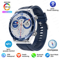 For Huawei Xiaomi NFC Smart Watch Men GPS Tracker AMOLED 454*454 HD Screen Heart Rate ECG+PPG Bluetooth Call SmartWatch 2023 New