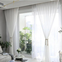 Freshness Silk Curtain Bedroom Window Panel - White-140x240cm