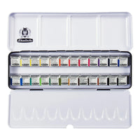 German Schmincke Solid Watercolor Paints 10/12/24 Colors Set Academy Grade Half Pans Iron Box Full Block Art Pigments Supplies