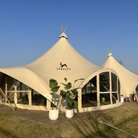AOOKMIYA Giant Tent for Events and Weddings Glamping Tent Large Party Camping Event Tent 4 Seasons Waterproof Pyramid Glamping Trade Tent
