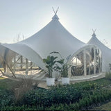 AOOKMIYA Giant Tent for Events and Weddings Glamping Tent Large Party Camping Event Tent 4 Seasons Waterproof Pyramid Glamping Trade Tent