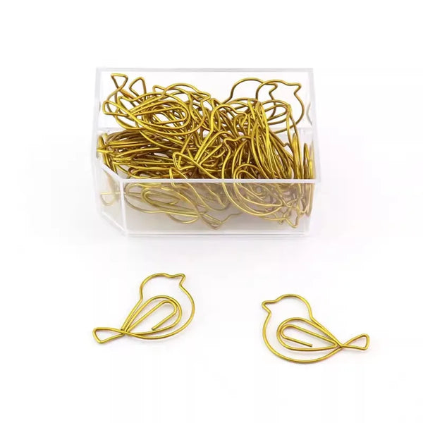 Gold Bird Paper Clip, Braçadeira De Papel Em Forma, Borboleta Cute Clips, Clipe de Metal Decorativo para Papel, Acessórios de escritório